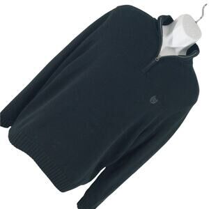 CHAPS! RICH BLACK 100% COTTON LOGO FRONT 1/4 ZIPPER NECK L/S SWEATER! SZ M